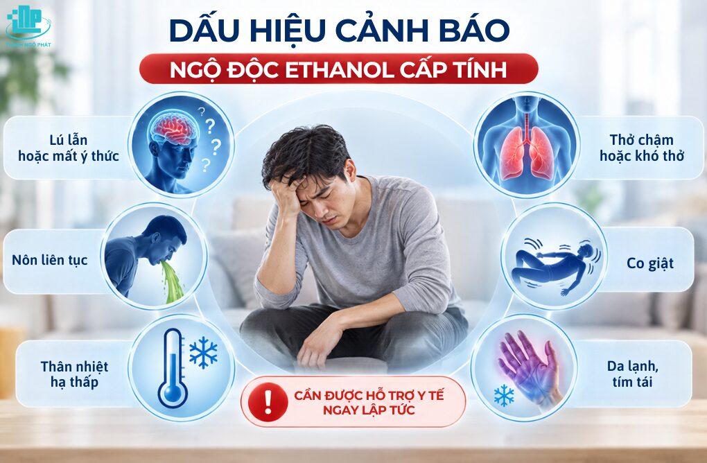 Ethanol có độc không? Sự thật về độc tính và liều lượng an toàn 3 Dấu hiệu ngộ độc Ethanol cấp tính