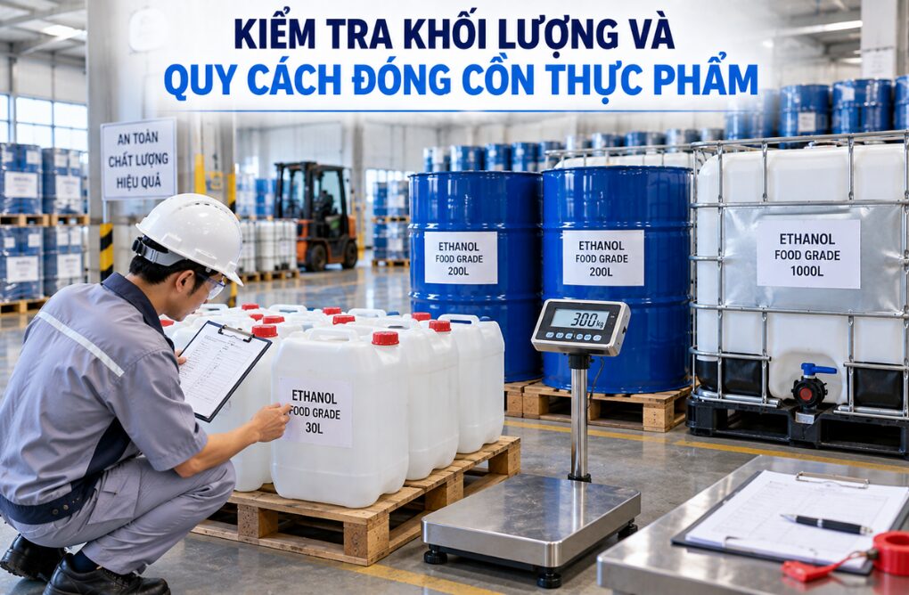 Cồn Thực Phẩm mua ở đâu? 6 điều cần lưu ý trước khi nhập Cồn số lượng lớn 4 Kiểm tra khối lượng và quy cách đóng hàng