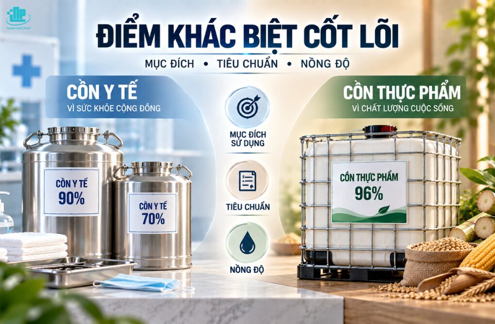 Khác biệt Cồn Y Tế và Cồn Thực Phẩm