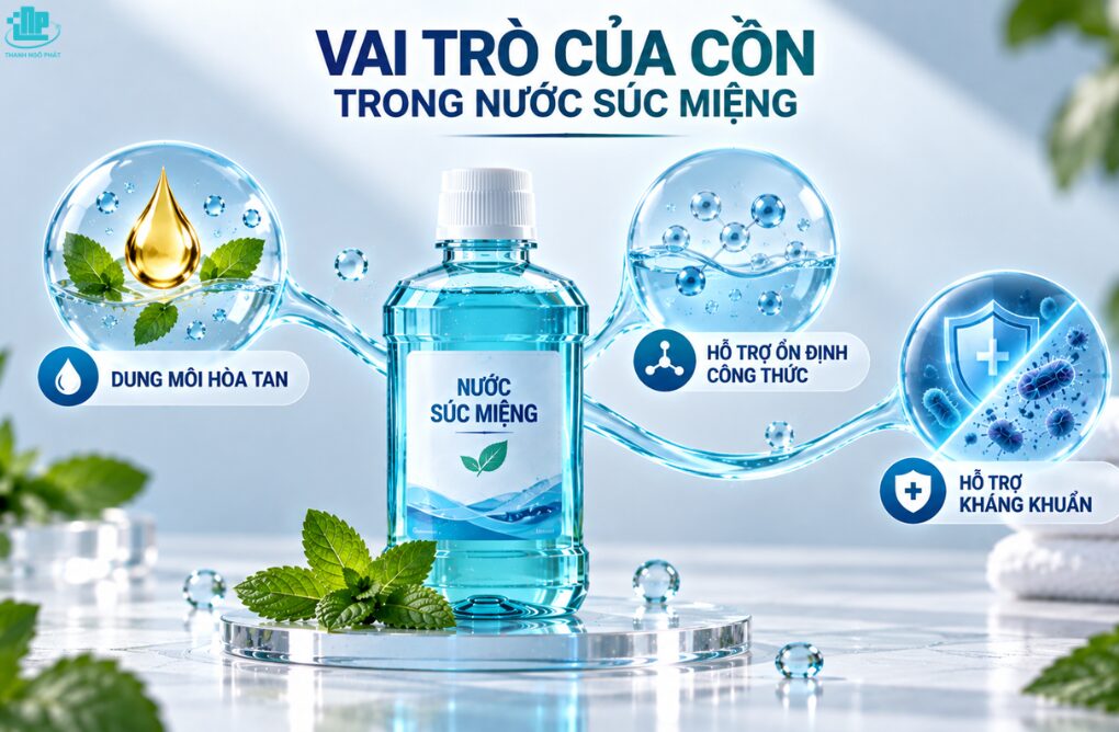 Thành phần nước súc miệng gồm những gì? Có Cồn hay không Cồn? 3 Vai trò của Cồn trong nước súc miệng