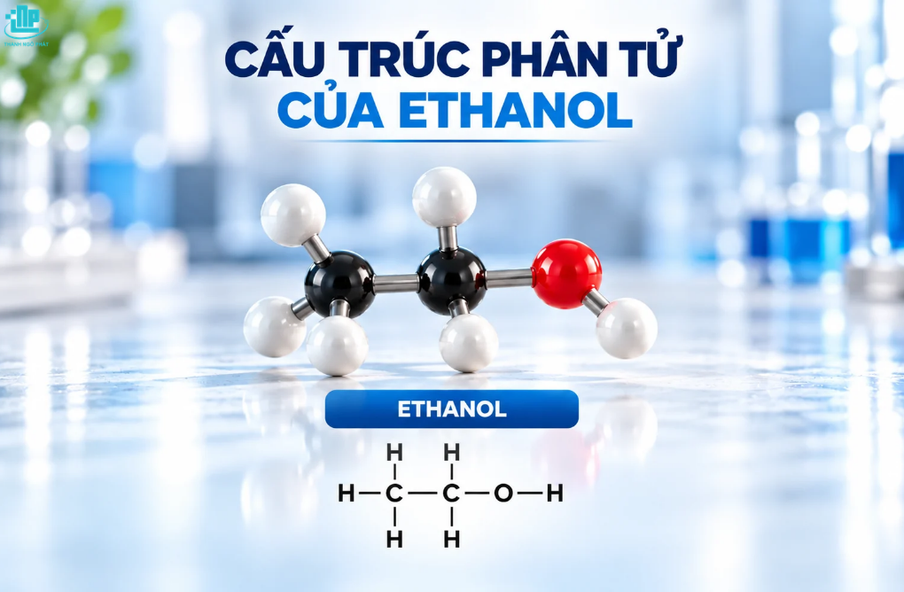 Cồn IPA và Ethanol khác nhau như thế nào? So sánh đặc tính và ứng dụng 2 Cấu trúc phân tử của Ethanol