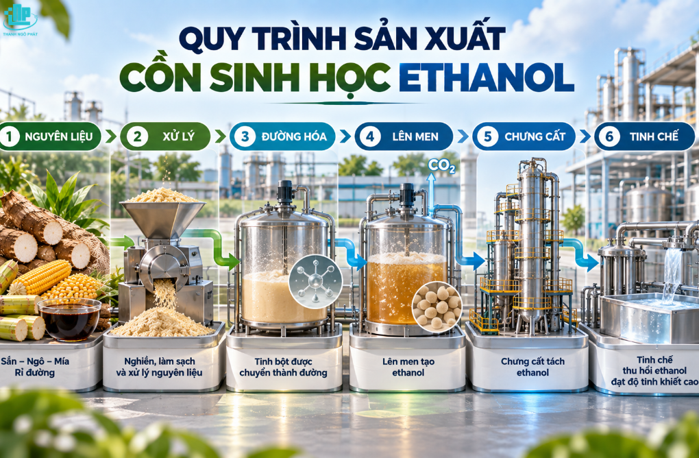 Cồn Sinh Học Ethanol là gì? Nguồn gốc, quy trình sản xuất và ứng dụng 2 Quy trình sản xuất Cồn Sinh Học Ethanol