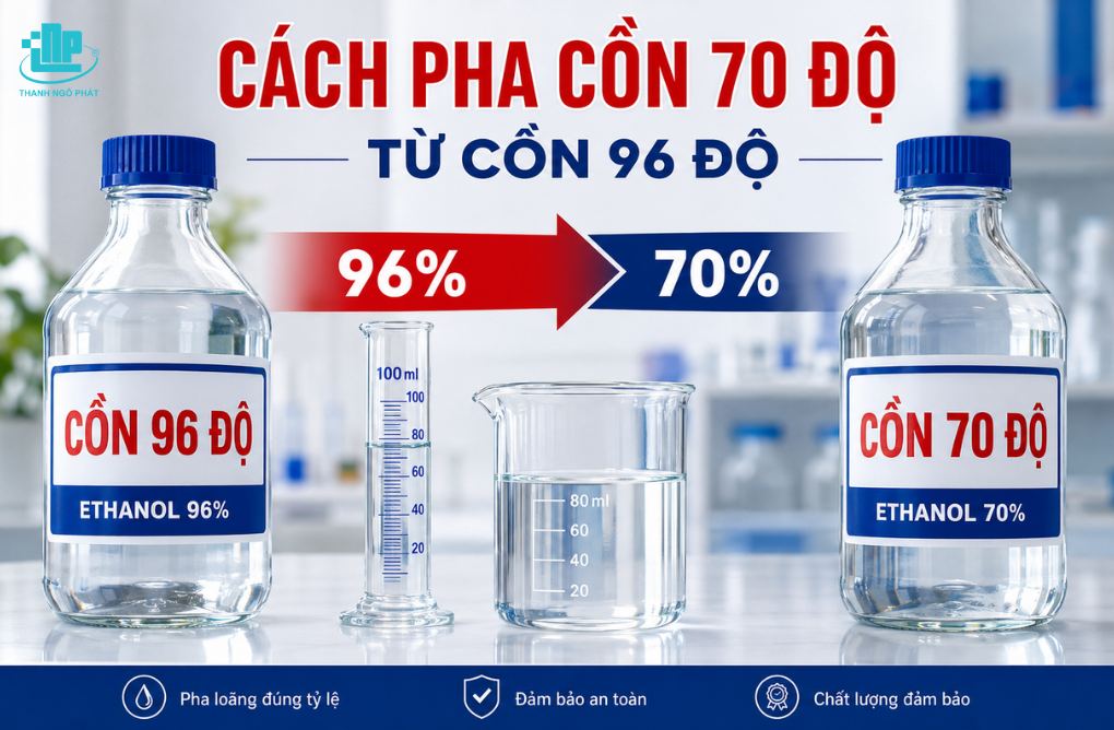 Cách pha chế Cồn 70 độ từ Cồn 96