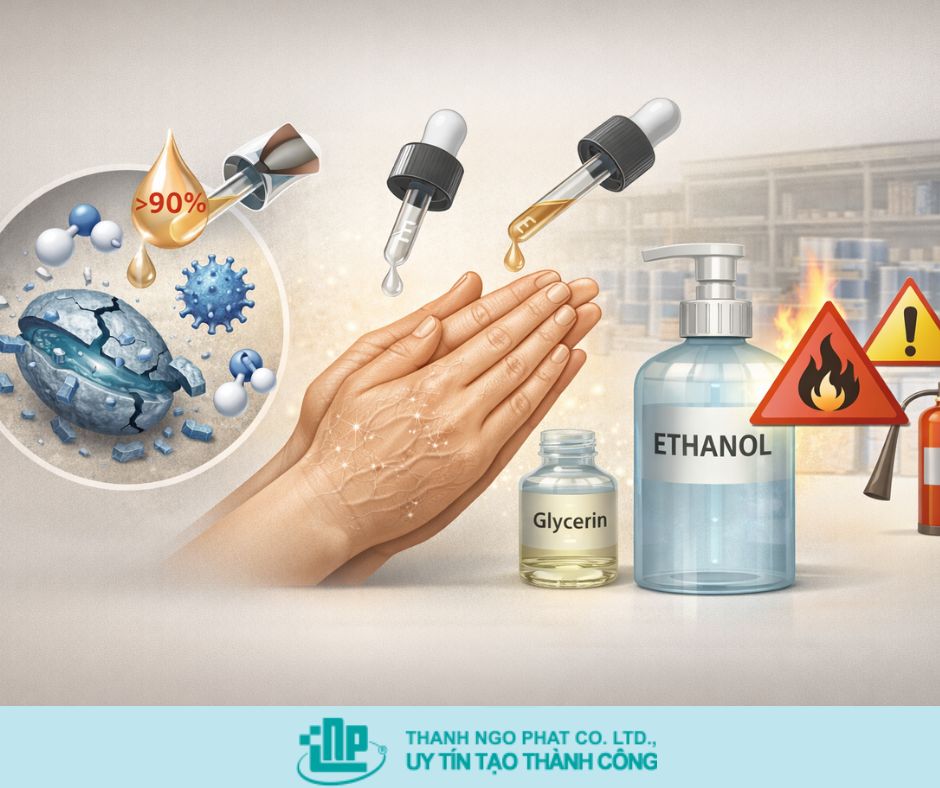 ethanol trong sản xuất nước rửa tay khô