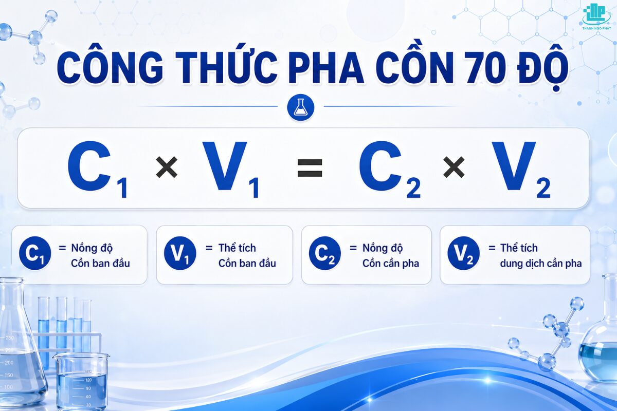 Cách pha chế Cồn 70 độ từ Cồn 96 độ chuẩn, dễ làm tại nhà 1 Công thức pha loãng Cồn