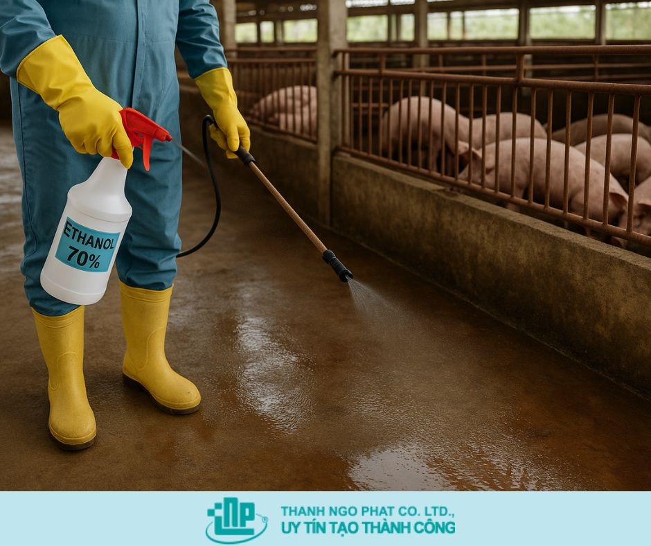 ethanol 70 độ trong vệ sinh chuồng trại