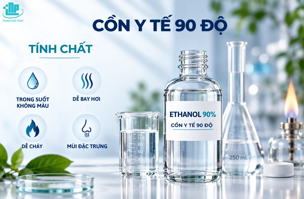 Cồn Y Tế 90 độ là gì? Đặc điểm, công dụng và nguồn cung nguyên liệu 2 Tính chất của Cồn Y Tế 90 độ