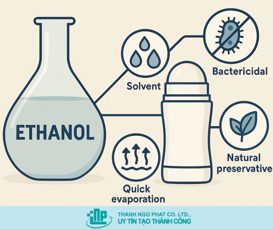 VÌ SAO ETHANOL TRONG LĂN KHỬ MÙI LÀ THÀNH PHẦN KHÔNG THỂ THIẾU? 1 Vai trò của ethanol trong lăn khử mùi